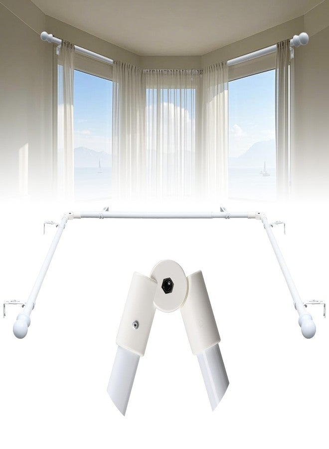 EUIJOIP Foldable Industrial U Shape Curtain Rod 1" Rust-Proof Metal - 3 Sides Adjustable Rod for Corner Windows 15-53 Inch Side Rods 25-78 Inch Center Rods | 10-Year Warranty (White) - Image 1